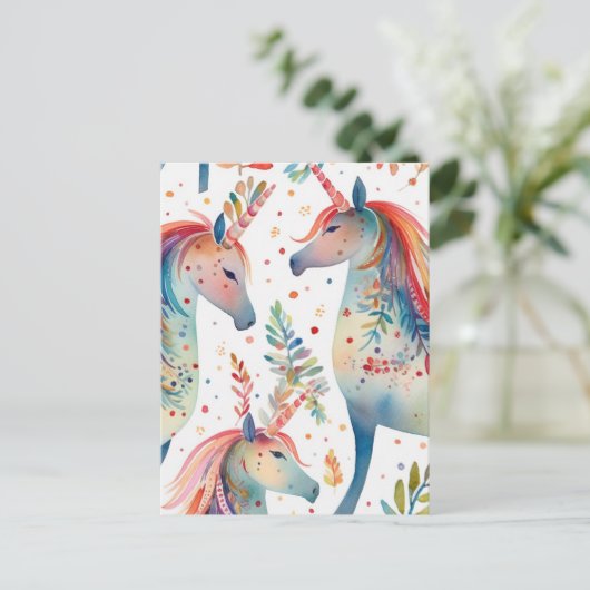 Unicorn Pattern Briefkaart (Staand voorkant)