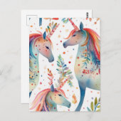 Unicorn Pattern Briefkaart (Voorkant / Achterkant)