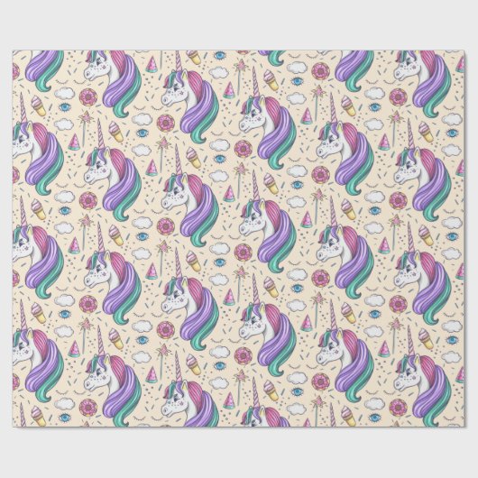 Unicorn Pattern Cadeaupapier (Vlak)