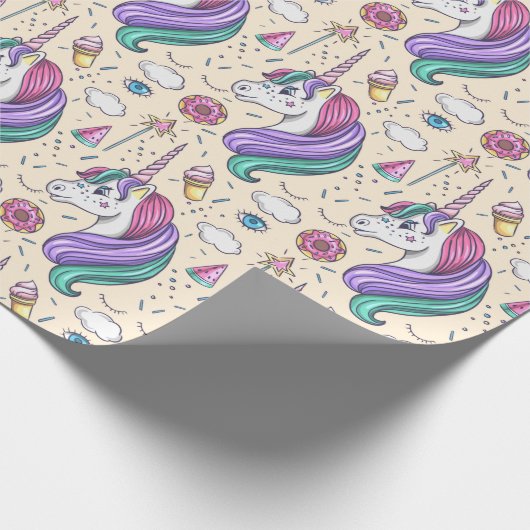 Unicorn Pattern Cadeaupapier (Hoek)