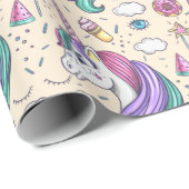 Unicorn Pattern Cadeaupapier (Rol Hoek)