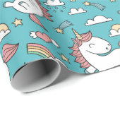 Unicorn Pattern Cadeaupapier (Rol Hoek)