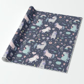 Unicorn Pattern Wrapping Paper Cadeaupapier (Uitgerold)