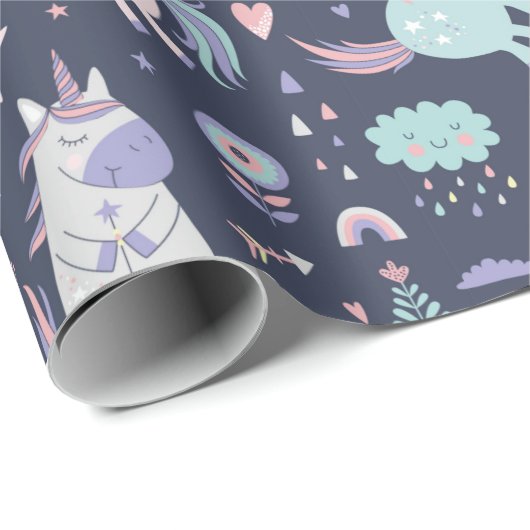 Unicorn Pattern Wrapping Paper Cadeaupapier (Rol Hoek)