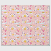 Unicorn Pattern Wrapping Paper Cadeaupapier (Vlak)