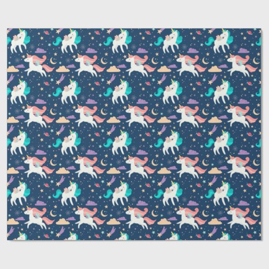 Unicorn Pattern Wrapping Paper Cadeaupapier (Vlak)