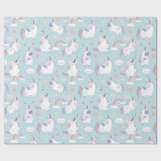 Unicorn Pattern Wrapping Paper Cadeaupapier (Vlak)