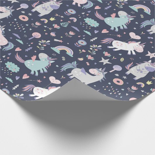 Unicorn Pattern Wrapping Paper Cadeaupapier (Hoek)
