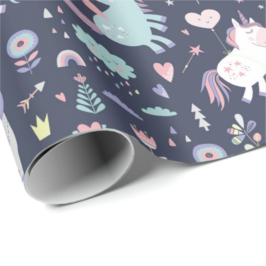 Unicorn Pattern Wrapping Paper Cadeaupapier (Rol Hoek)