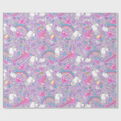Unicorn Pattern Wrapping Paper Cadeaupapier (Vlak)