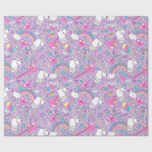 Unicorn Pattern Wrapping Paper Cadeaupapier (Vlak)
