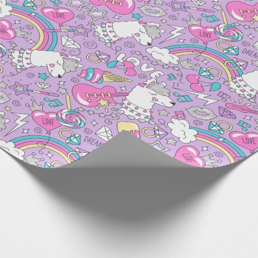 Unicorn Pattern Wrapping Paper Cadeaupapier (Hoek)