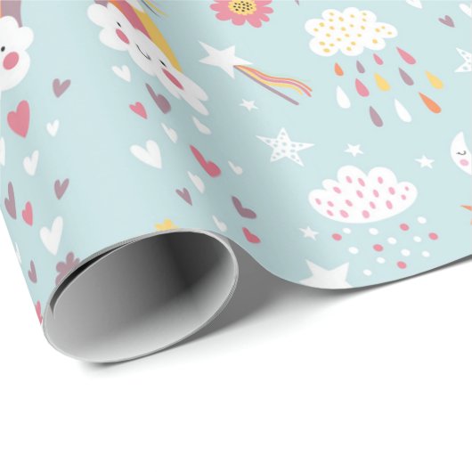 Unicorn Pattern Wrapping Paper Cadeaupapier (Rol Hoek)
