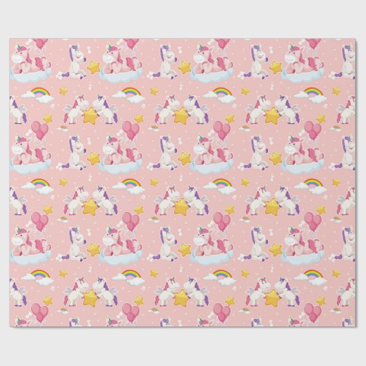 Unicorn Pattern Wrapping Paper Cadeaupapier (Vlak)