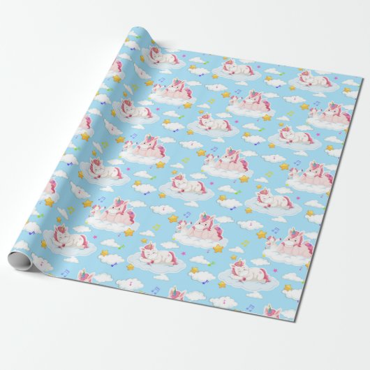 Unicorn Pattern Wrapping Paper Cadeaupapier (Uitgerold)