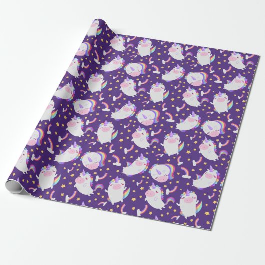 Unicorn Pattern Wrapping Paper Cadeaupapier (Uitgerold)