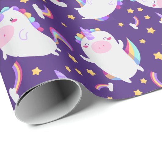 Unicorn Pattern Wrapping Paper Cadeaupapier (Rol Hoek)