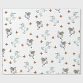 Unicorn Pegasus and Butterflies Wrapping Paper Cadeaupapier (Vlak)