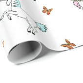 Unicorn Pegasus and Butterflies Wrapping Paper Cadeaupapier (Rol Hoek)