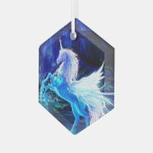 Unicorn Pegasus Blue Moonlight kerstboom Glas Ornament (Voorkant links)