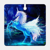 Unicorn Pegasus Blue Moonlight kerstboom Metalen Ornament (Voorkant)