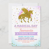 Unicorn Pegasus Gold Invitation Kaart (Voorkant)