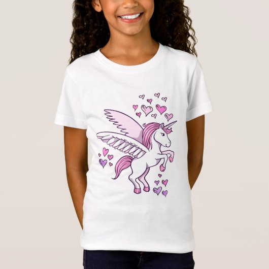 Unicorn Pegasus Hearts T-Shirt (Voorkant)