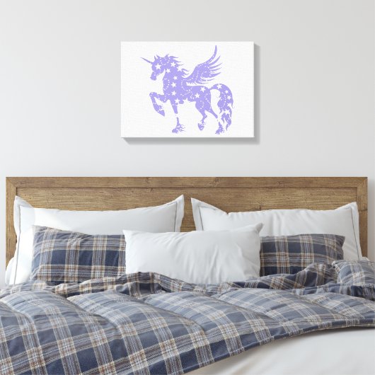Unicorn pegasus - Kies achtergrondkleur Canvas Afdruk (Insitu (Slaapkamer))