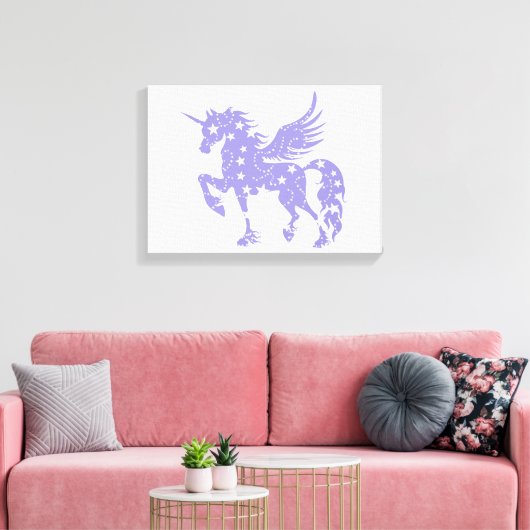 Unicorn pegasus - Kies achtergrondkleur Canvas Afdruk (Insitu (Woonkamer))