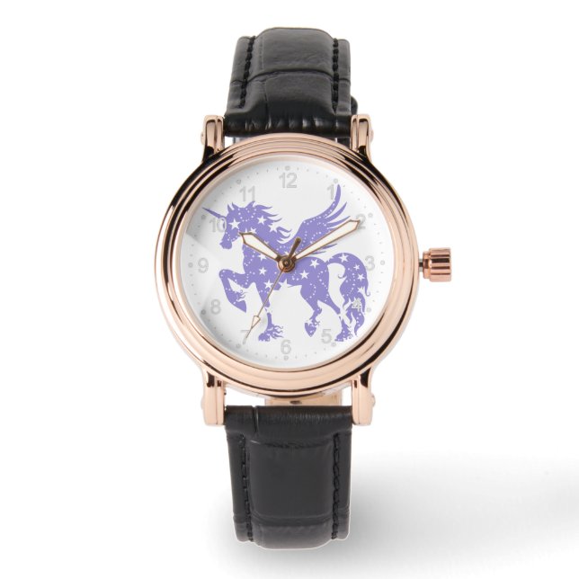 Unicorn pegasus - Kies achtergrondkleur Horloge (Voorkant)