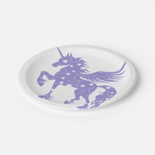 Unicorn pegasus - Kies achtergrondkleur Papieren Bordje (Gekanteld)