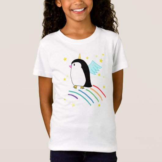 Unicorn Penguin Uniguin Flying Girls Shirt (Voorkant)