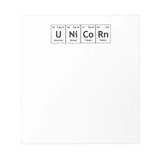 UNiCoRn Periodic Table Elements Word Chemistry Notitieblok (Voorkant)
