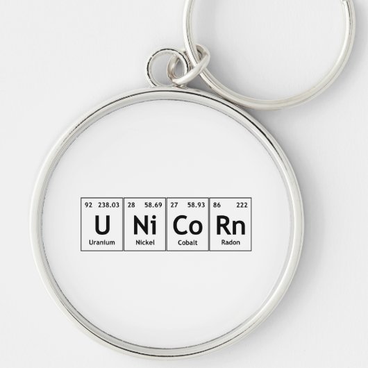 UNiCoRn Periodic Table Elements Word Chemistry Sleutelhanger (Voorkant)
