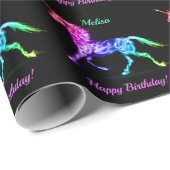 Unicorn personaliseer de naam Happy Birthday Gift Cadeaupapier (Rol Hoek)