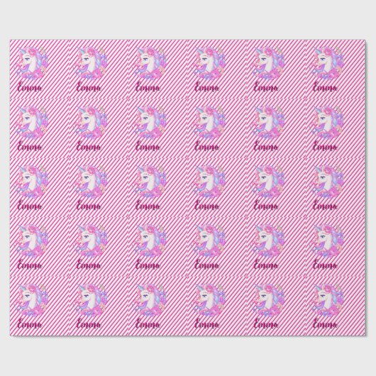 unicorn & personalize your name cadeaupapier (Vlak)
