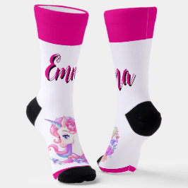 unicorn & personalize your name Crew Socks Sokken