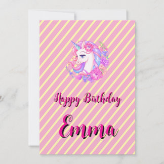unicorn & personalize your name feestdagenkaart