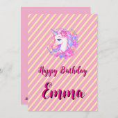 unicorn & personalize your name feestdagenkaart (Voorkant / Achterkant)