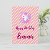unicorn & personalize your name feestdagenkaart (Staand voorkant)
