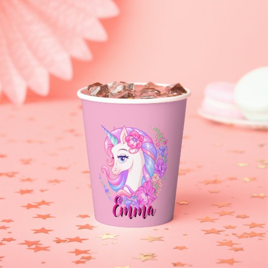 unicorn & personalize your name papieren bekers (Insitu)
