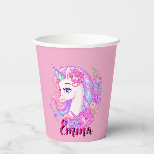 unicorn & personalize your name papieren bekers (Voorkant)