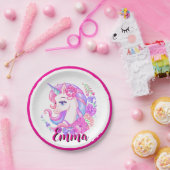 unicorn & personalize your name papieren bordje (Feest)