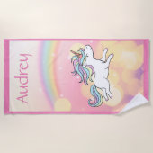 Unicorn Personalized Beach Towel Strandlaken (Voorkant)