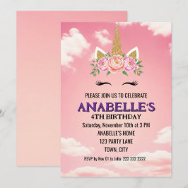 Unicorn Personalized Magical Birthday Invitation   Kaart