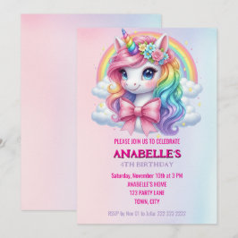 Unicorn Personalized Magical Birthday Invitation   Kaart