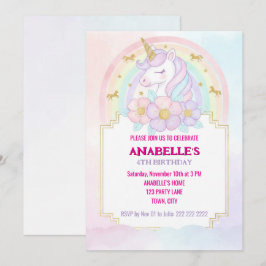 Unicorn Personalized Magical Birthday Invitation   Kaart
