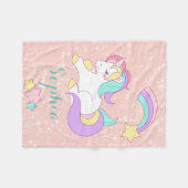 Unicorn Personalized Magical Glitter Fleece Deken (Voorkant (Horizontaal))
