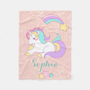 Unicorn Personalized Magical Glitter Fleece Deken
