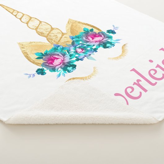 Unicorn Personalized Sherpa Blanket Deken (3/4)